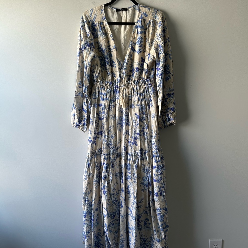 Few Moda blue and cream printed maxi dress